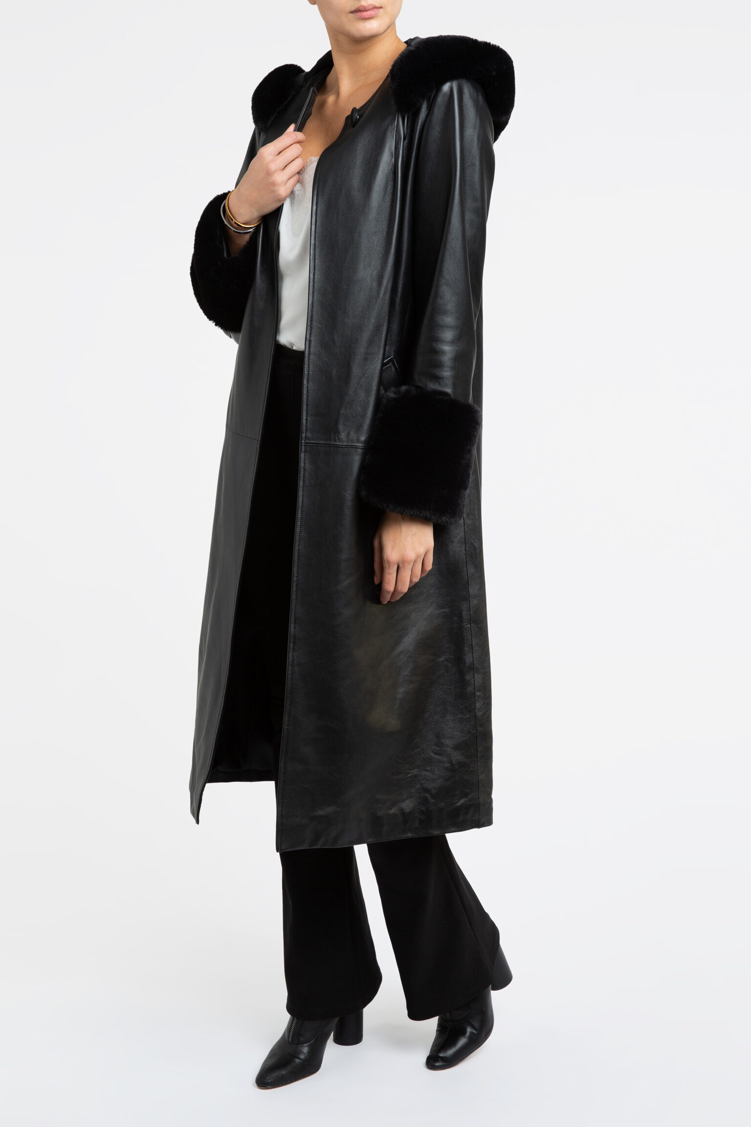 Aurora Trench Coat in Black Vegan Leather