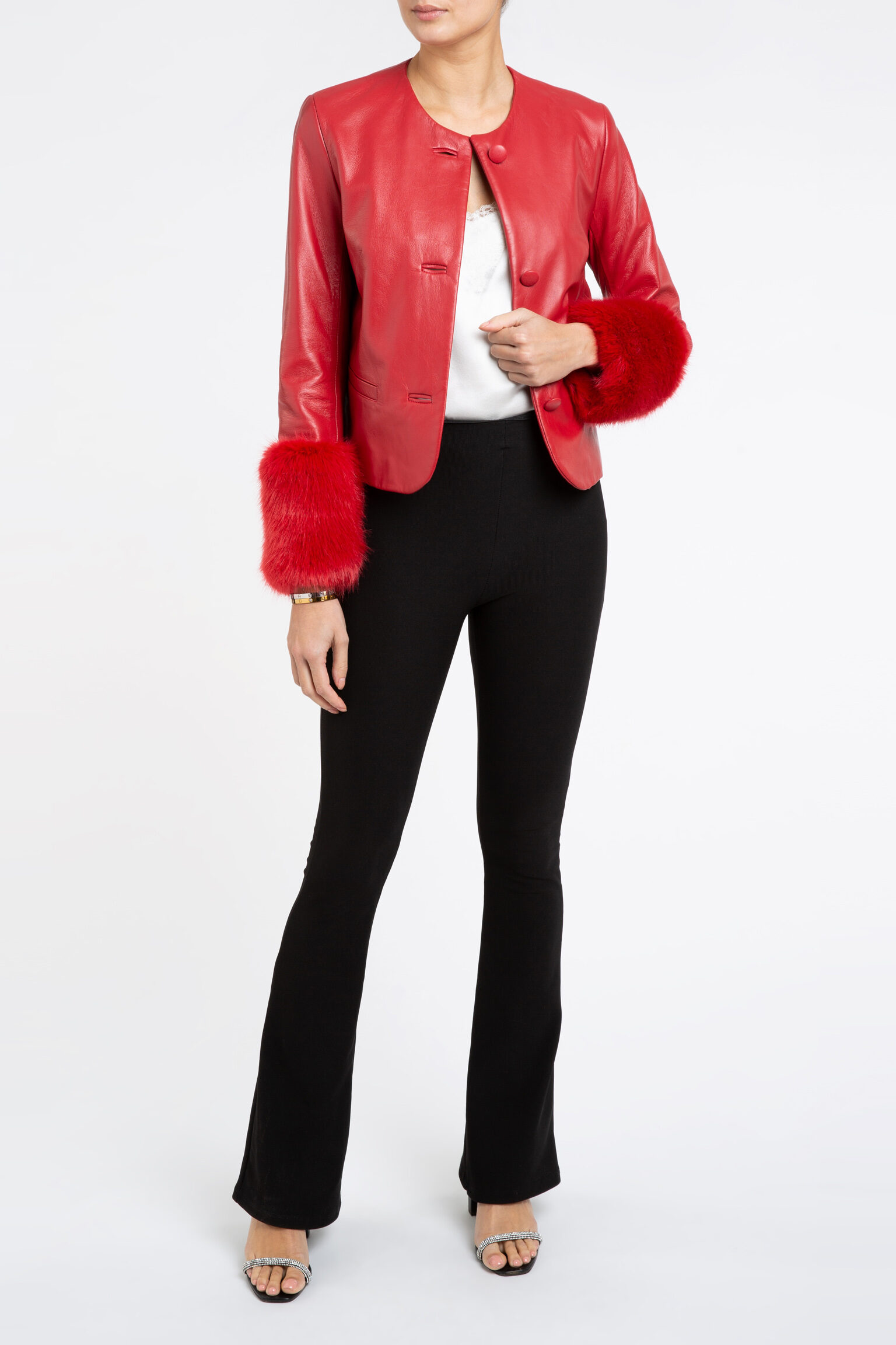 Vita Cropped Jacket in Red