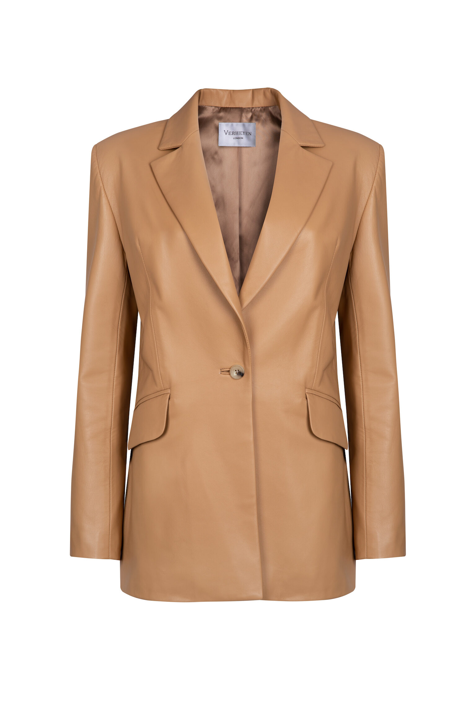 Chesca Oversize Blazer in Camel Leather