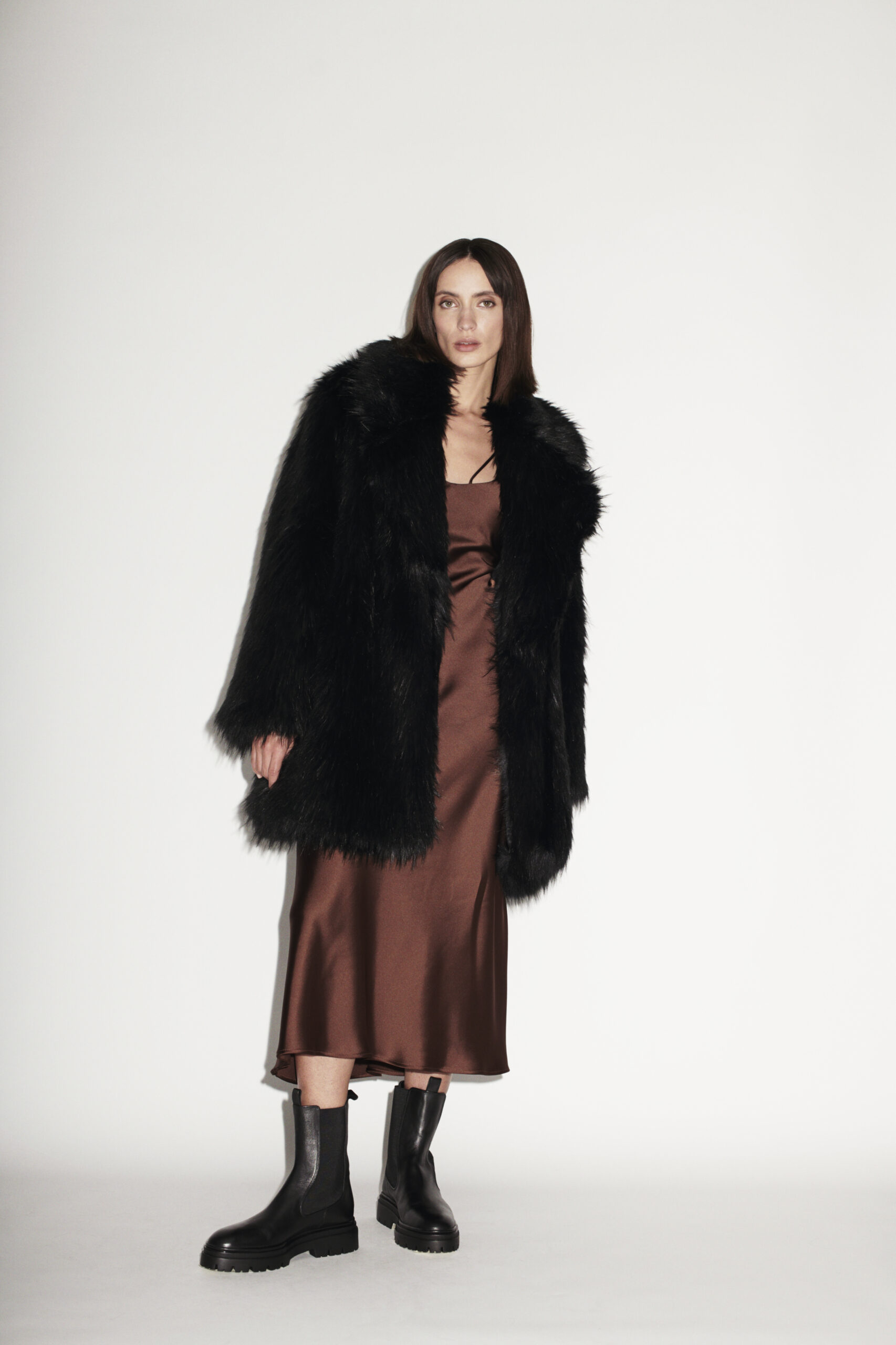 Gigi Oversize Black Faux Fur Coat