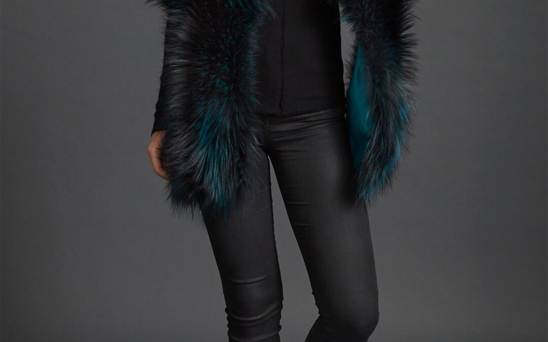 Nehru Collar Stole in Electric Teal