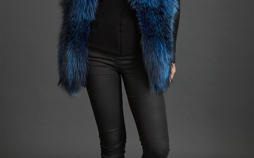 Nehru Collar Stole in Lapis Blue