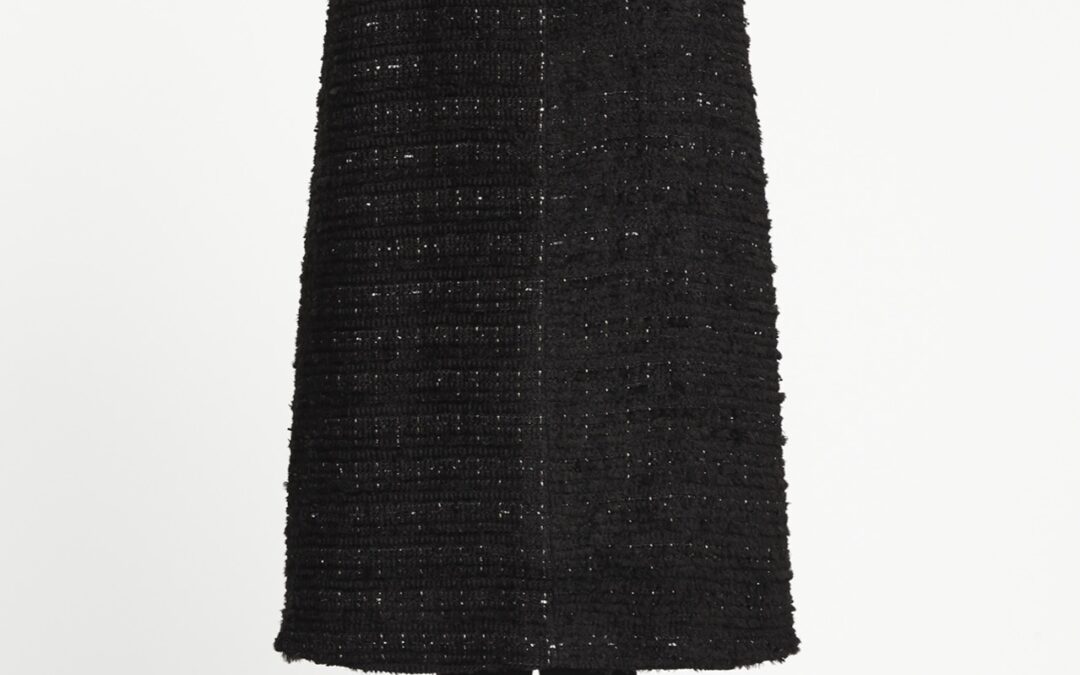 Collarless Cape in Metallic Tweed