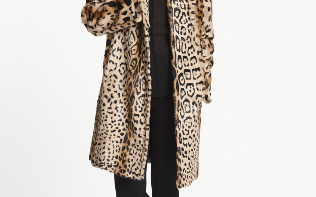 High Collared Leopard Print Coat