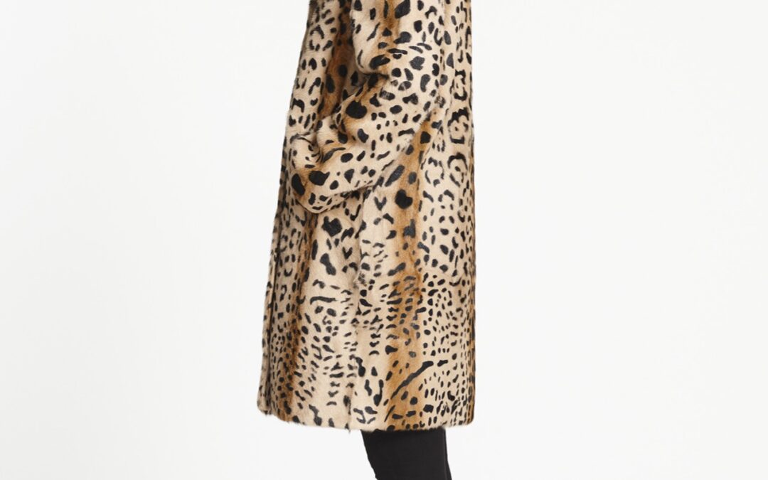 High Collared Leopard Print Coat