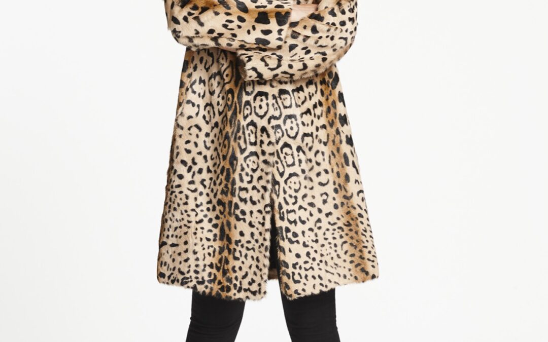 High Collared Leopard Print Coat