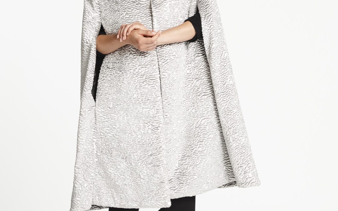 Collarless Cape in Metallic Velvet