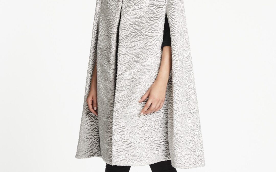 Collarless Cape in Metallic Velvet