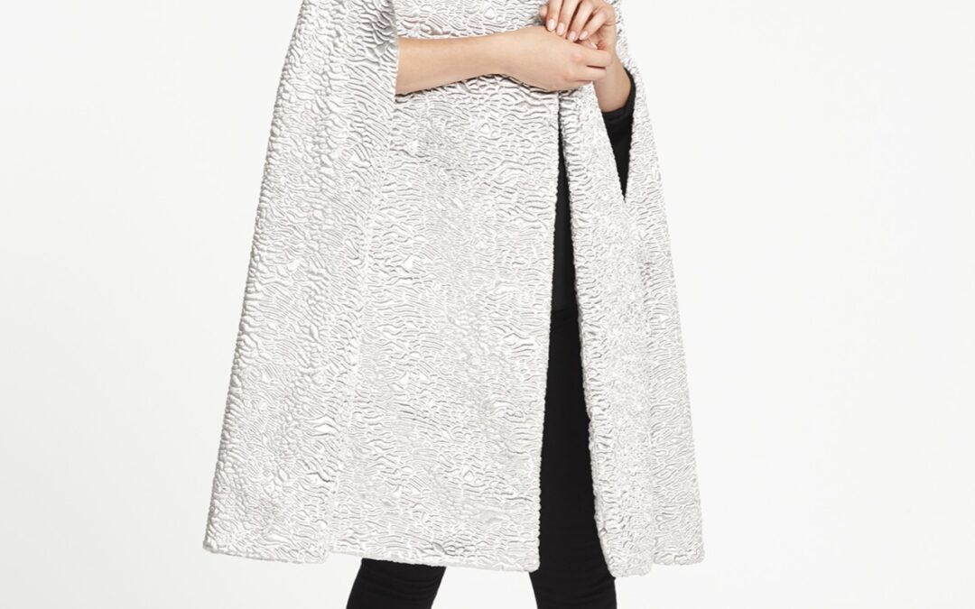 Collarless Cape in Metallic Velvet