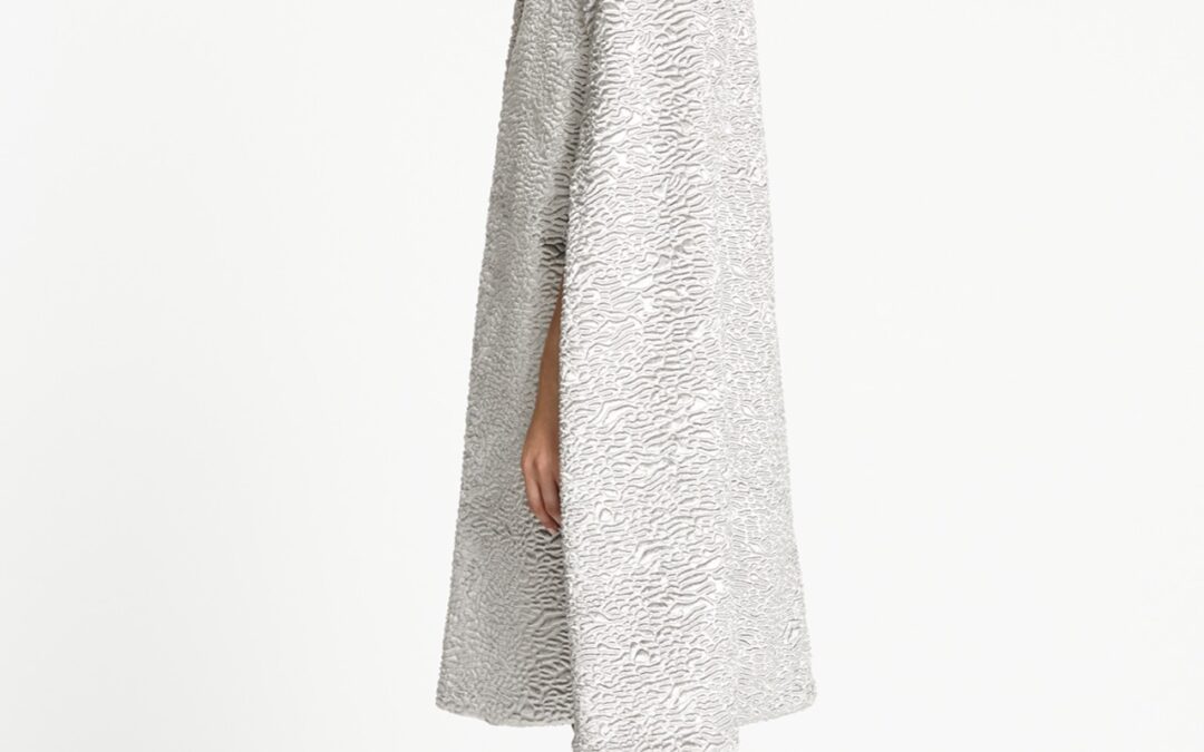 Collarless Cape in Metallic Velvet