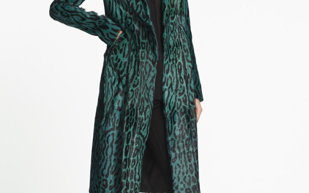 Leopard Print Coat Emerald