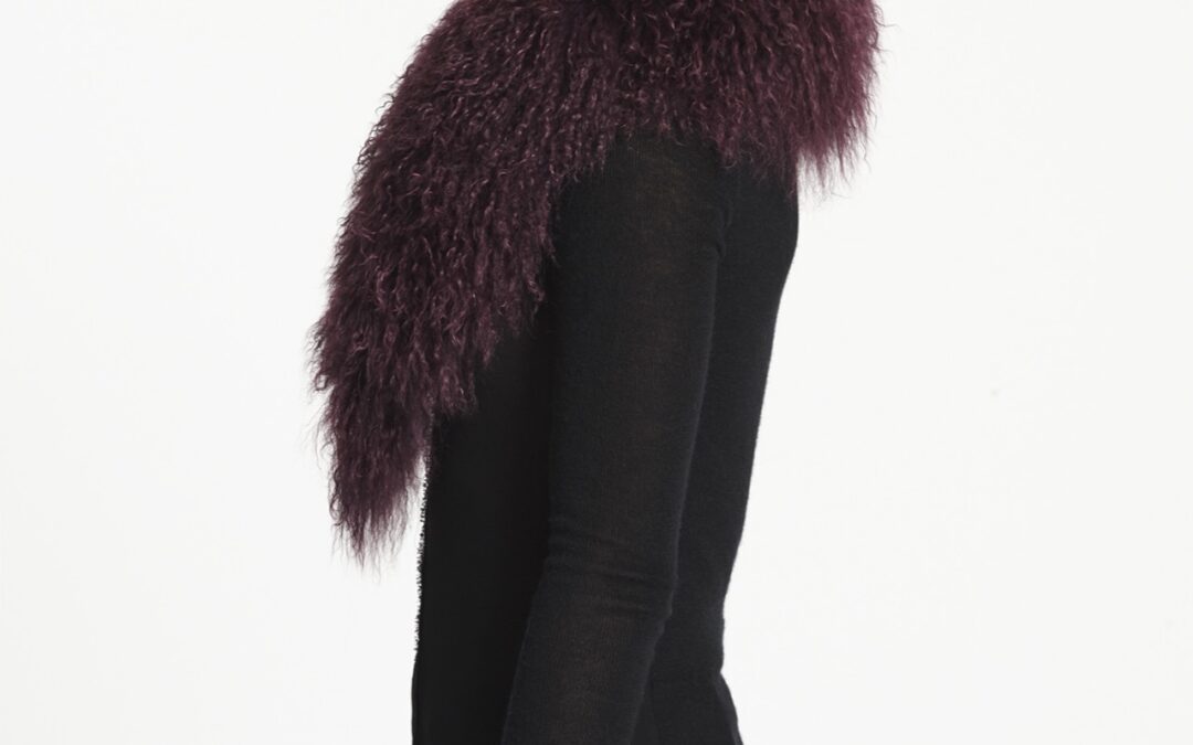 Mongolian Lamb Shawl Collar Garnet