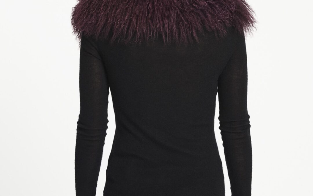 Mongolian Lamb Shawl Collar Garnet