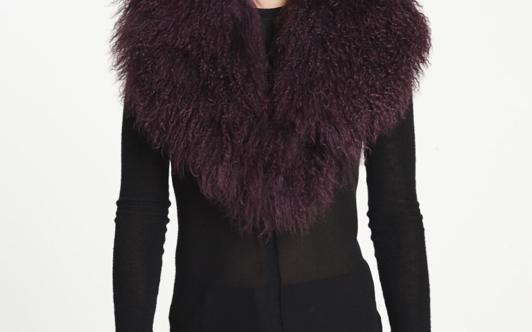 Mongolian Lamb Shawl Collar Garnet