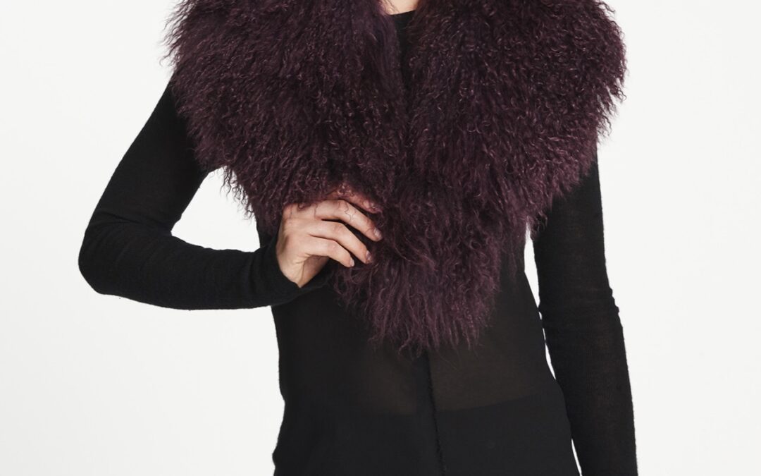 Mongolian Lamb Shawl Collar Garnet