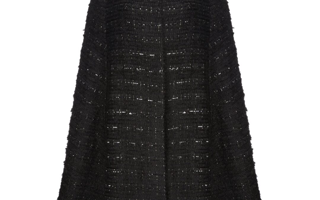 Collarless Cape in Black Metallic Tweed