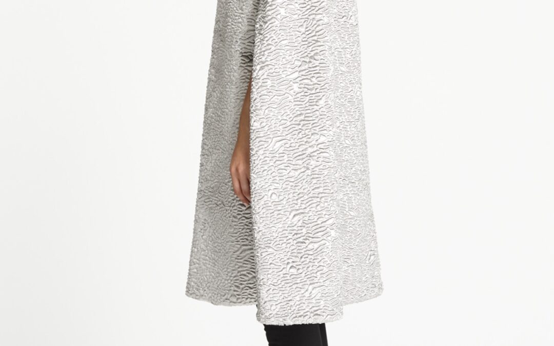 Collarless Cape in Metallic Silver