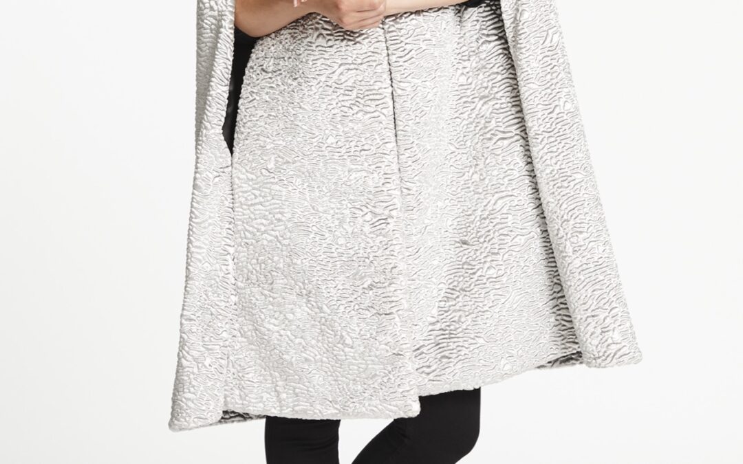 Collarless Cape in Metallic Silver