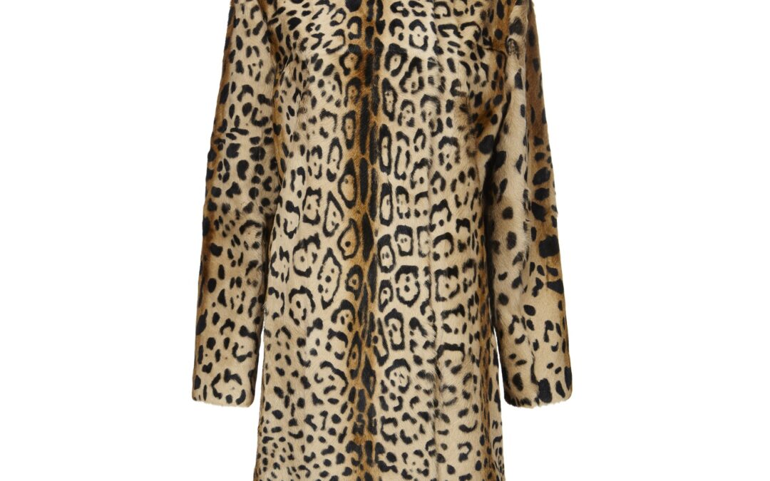 High Collar Coat in Natural Leopard Print