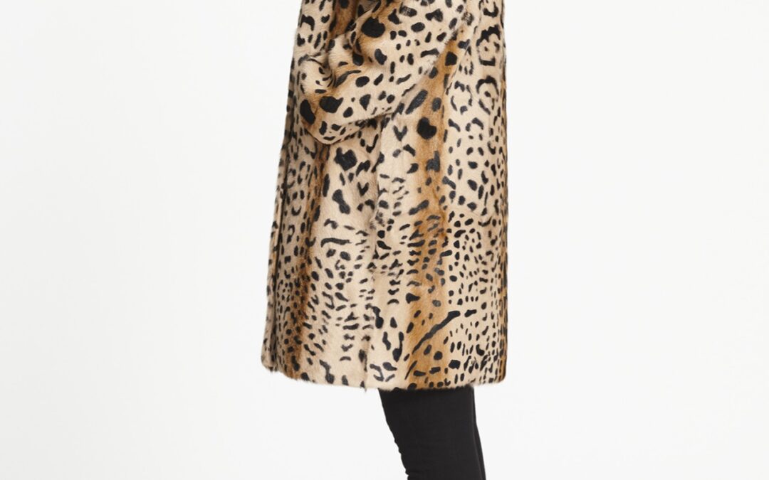 High Collar Coat in Natural Leopard Print