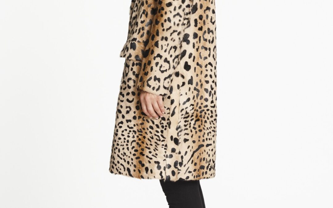 Lapel Collar Coat in Natural Leopard Print