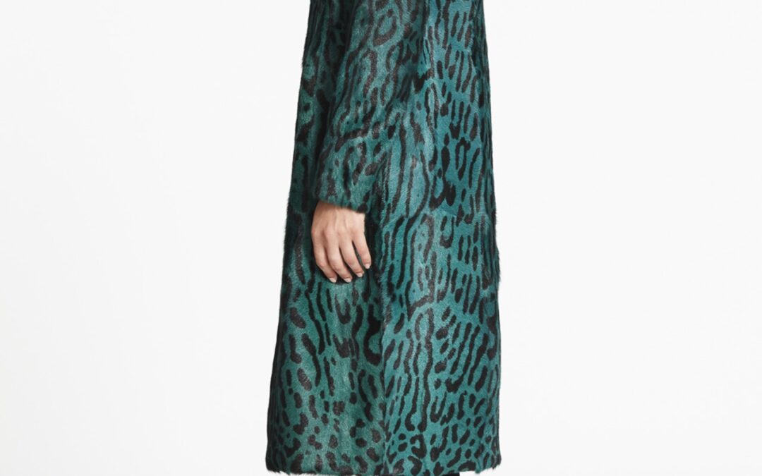 Longline coat in Emerald Leopard Print
