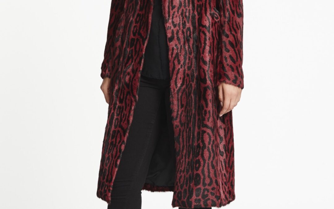 Longline Coat in Ruby Leopard Print