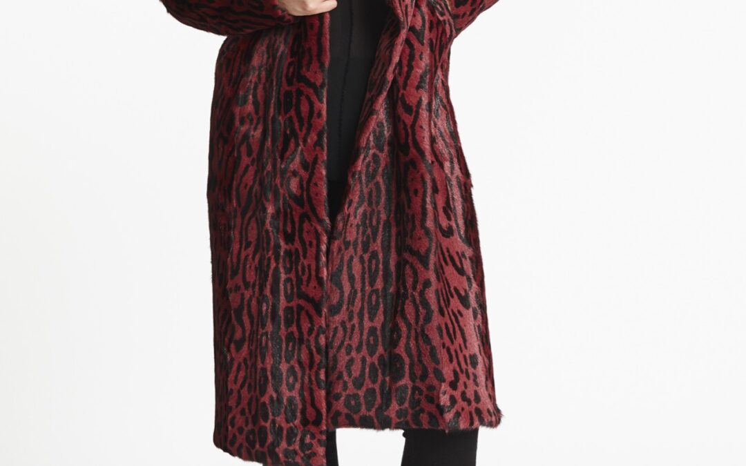 Longline Coat in Ruby Leopard Print