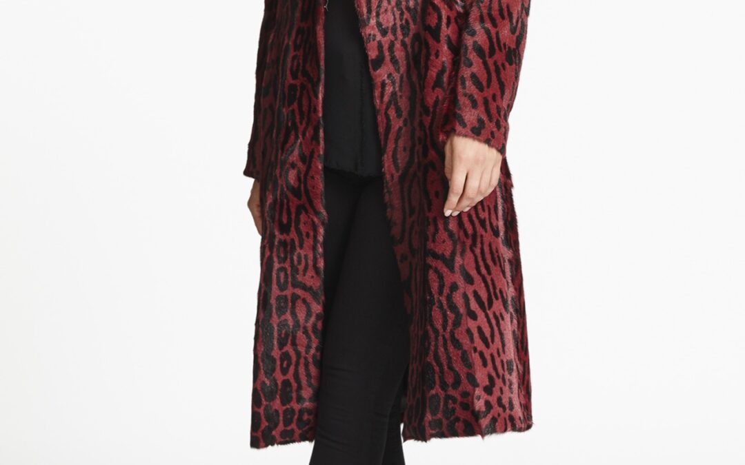 Longline Coat in Ruby Leopard Print