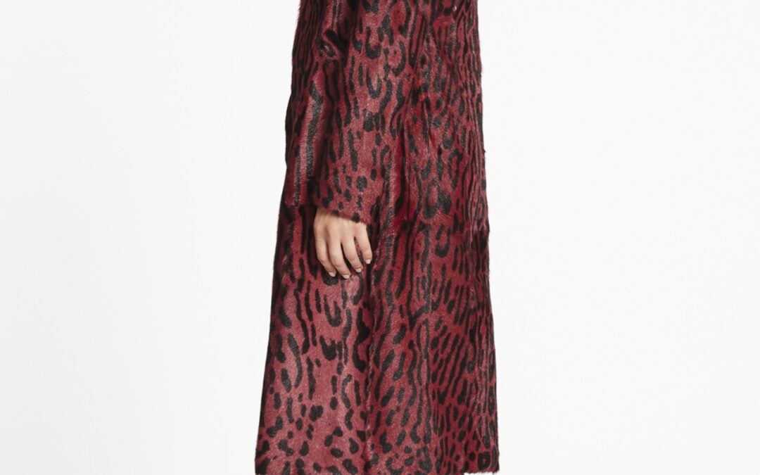 Longline Coat in Ruby Leopard Print
