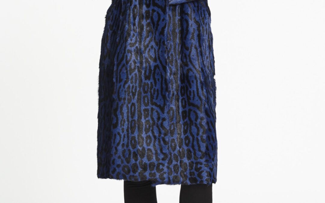 Longline Coat in Sapphire Leopard Print