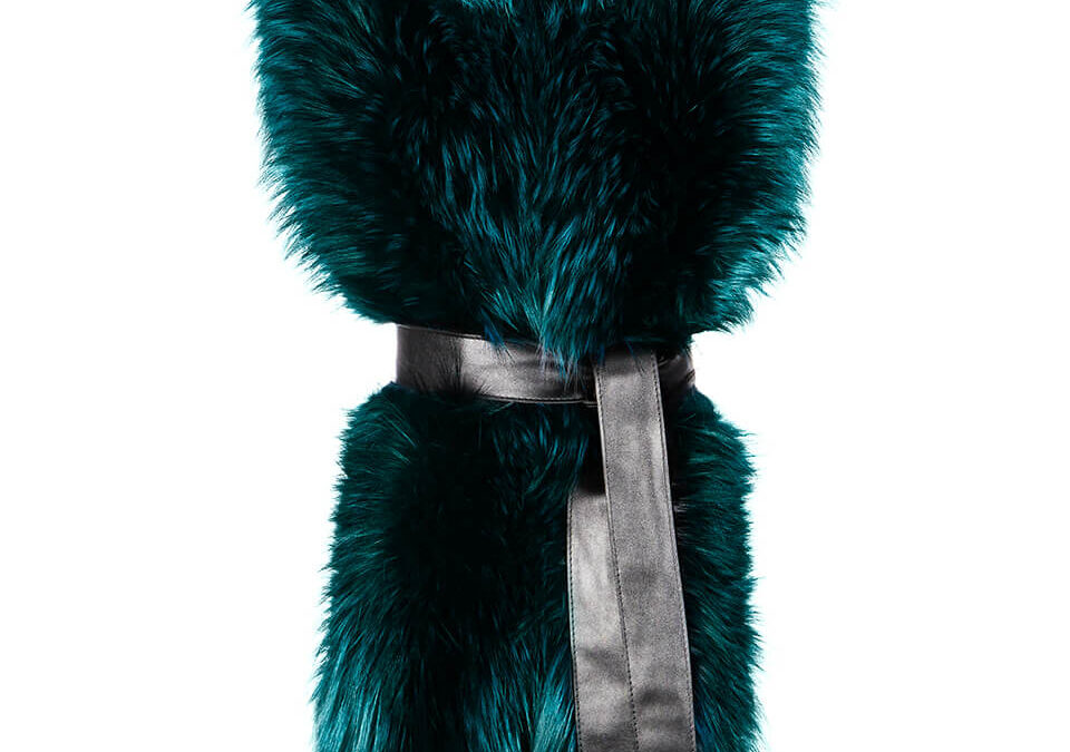 Nehru Collar Stole in Electric Teal